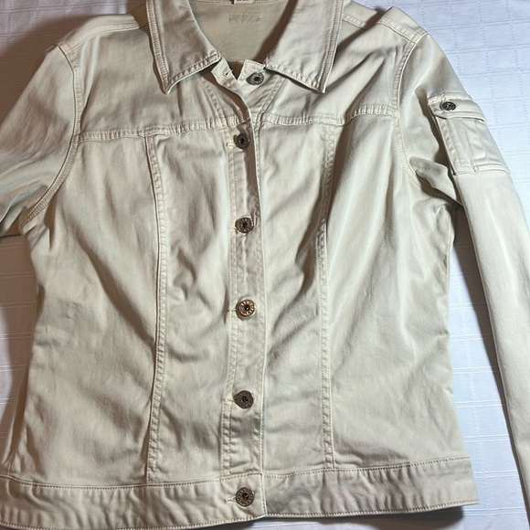 Vintage Y2K Khaki Guess Jacket Women's XL Cotton Blend Arm Pocket Retro - Picture 9 of 11
